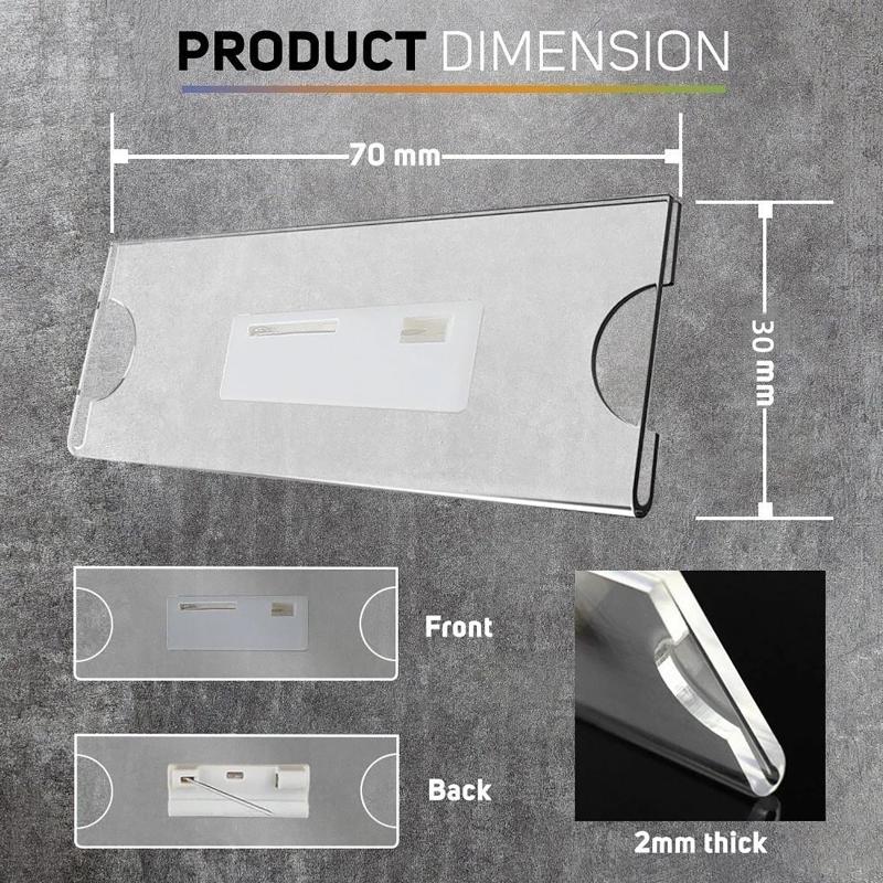Index Card Holder - คลิปหนีบเข็มกลัดนิรภัยแบบใส ที่ใส่บัตรประจำตัวอเนกประสงค์ คลิปหนีบป้ายชื่อแบบใช้ซ้ำได้ สำหรับสำนักงาน ผู้มาเยี่ยมชม นักเรียน