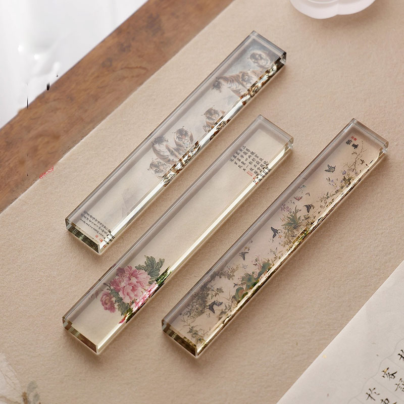 Paper Weight Crystal - ที่ทับกระดาษแก้วคริสตัล 1 ชิ้น สำหรับงานเขียนพู่กันจีน ที่วางกระดาษแบบหนา ทนทาน