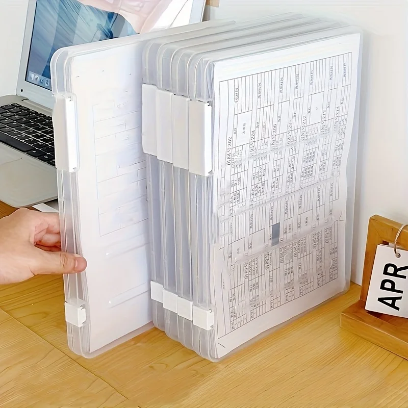 Archive Box Set - ชุดกล่องเก็บเอกสาร A4 5 ชิ้น กล่องใสแบบมีฝาปิดสองชั้น กล่องเก็บเอกสารทรงสี่เหลี่ยม